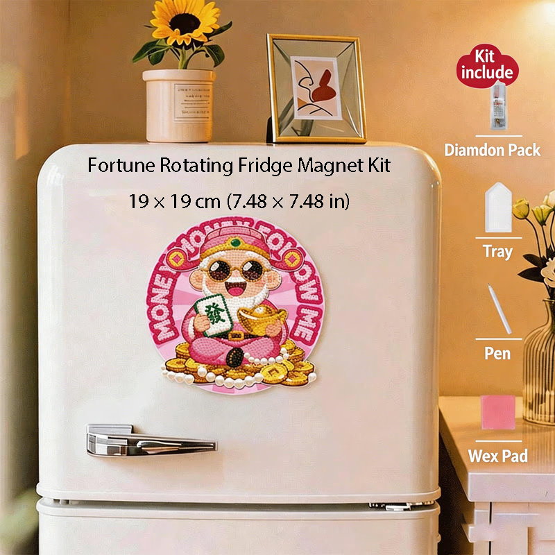 Rotating Good Luck Diamond Painting Fridge Magnet DIY Kit by Nesti Craft