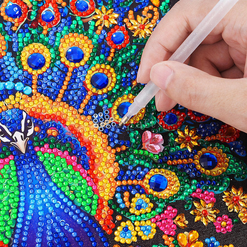 Framed Peacock Diamond Painting DIY Kit by Nesti Craft