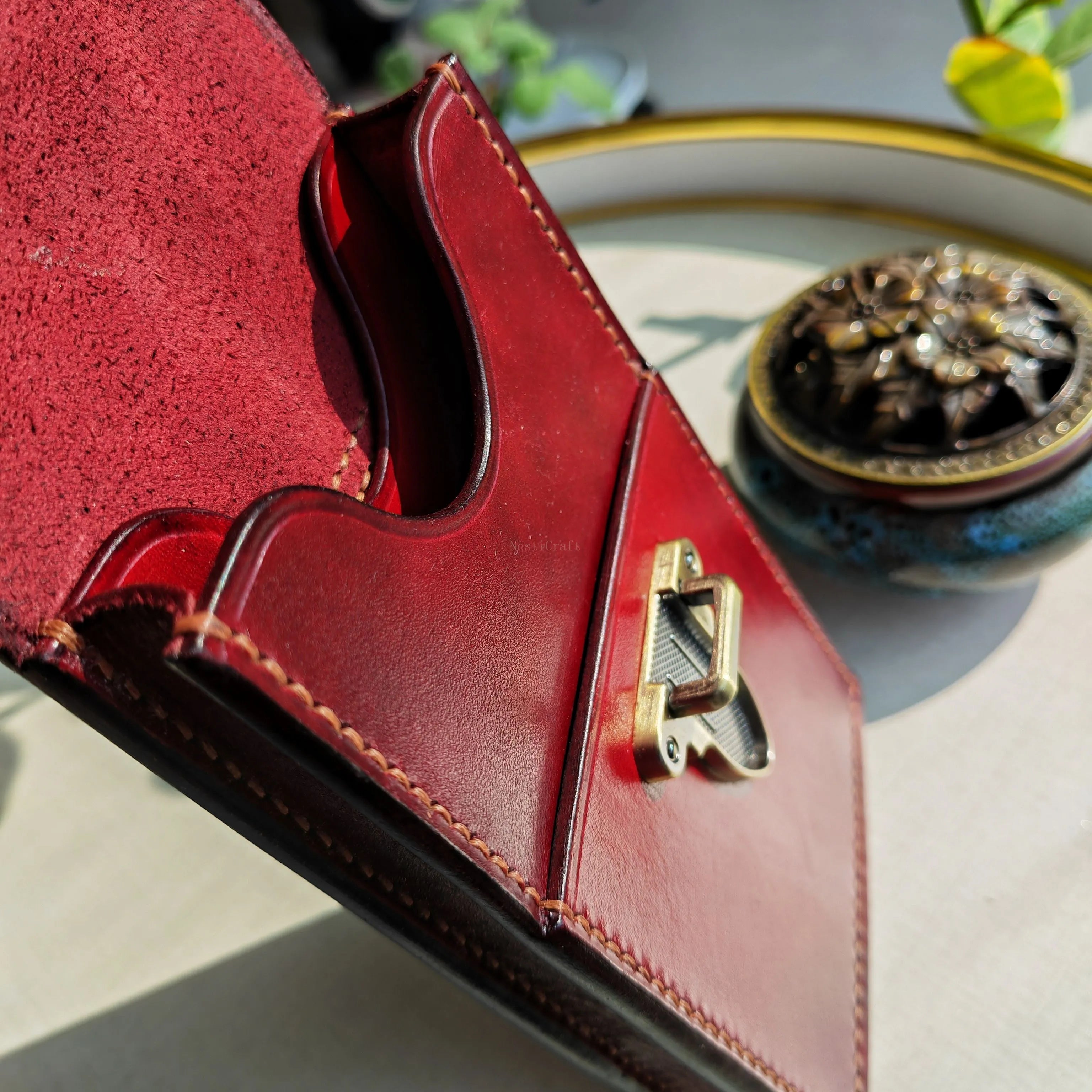 Handmade Full-Grain Leather Phone Pouch / Case by Nesti Craft