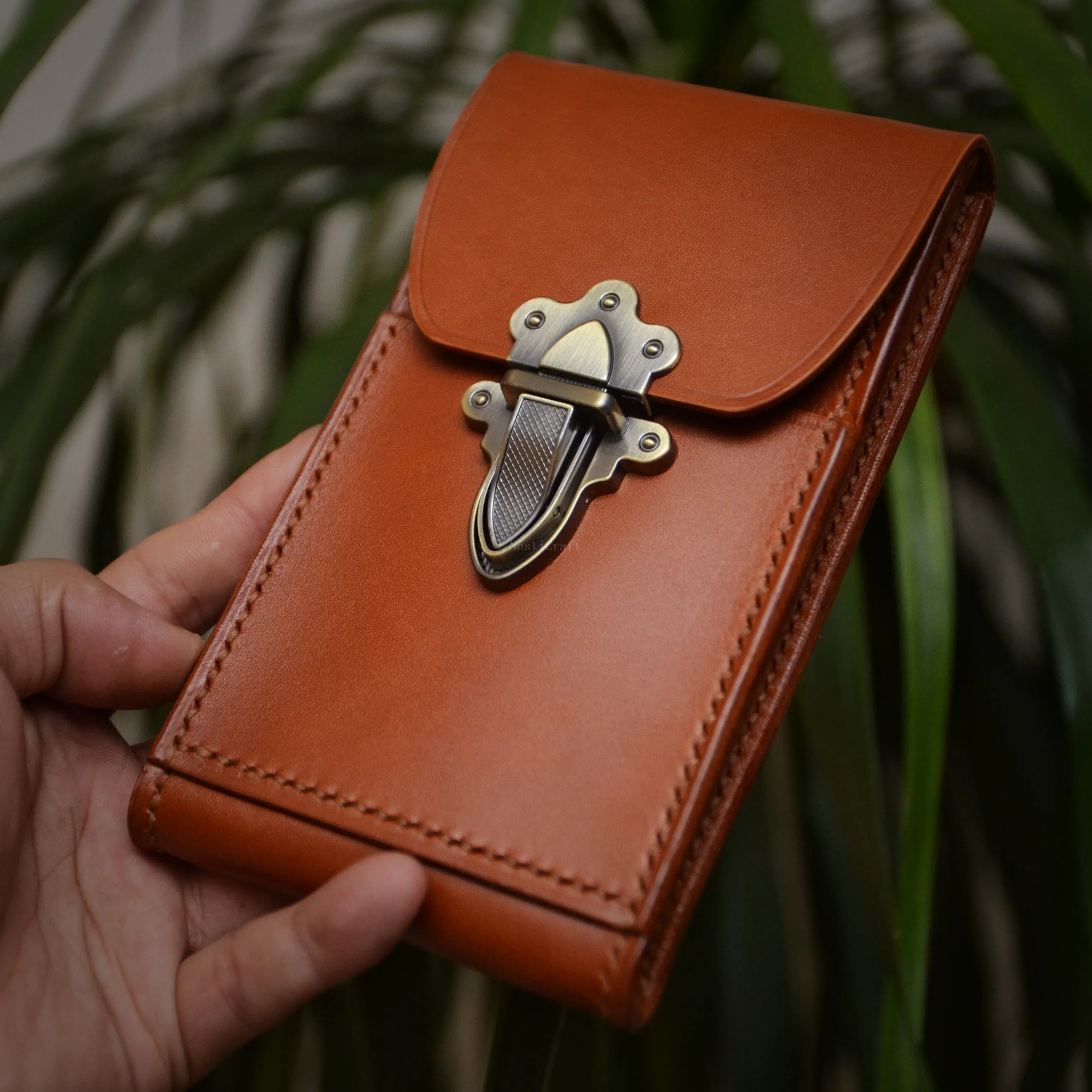 Handmade Full-Grain Leather Phone Pouch / Case by Nesti Craft