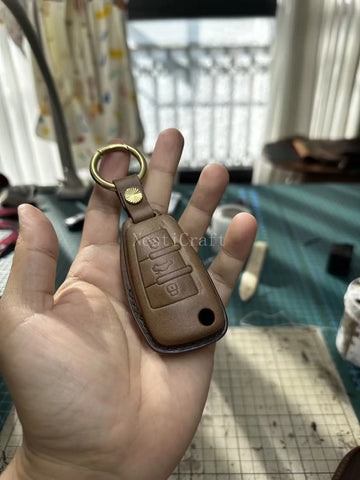 Handmade Italian Buttero Leather Car Key Fob by Nesti Craft