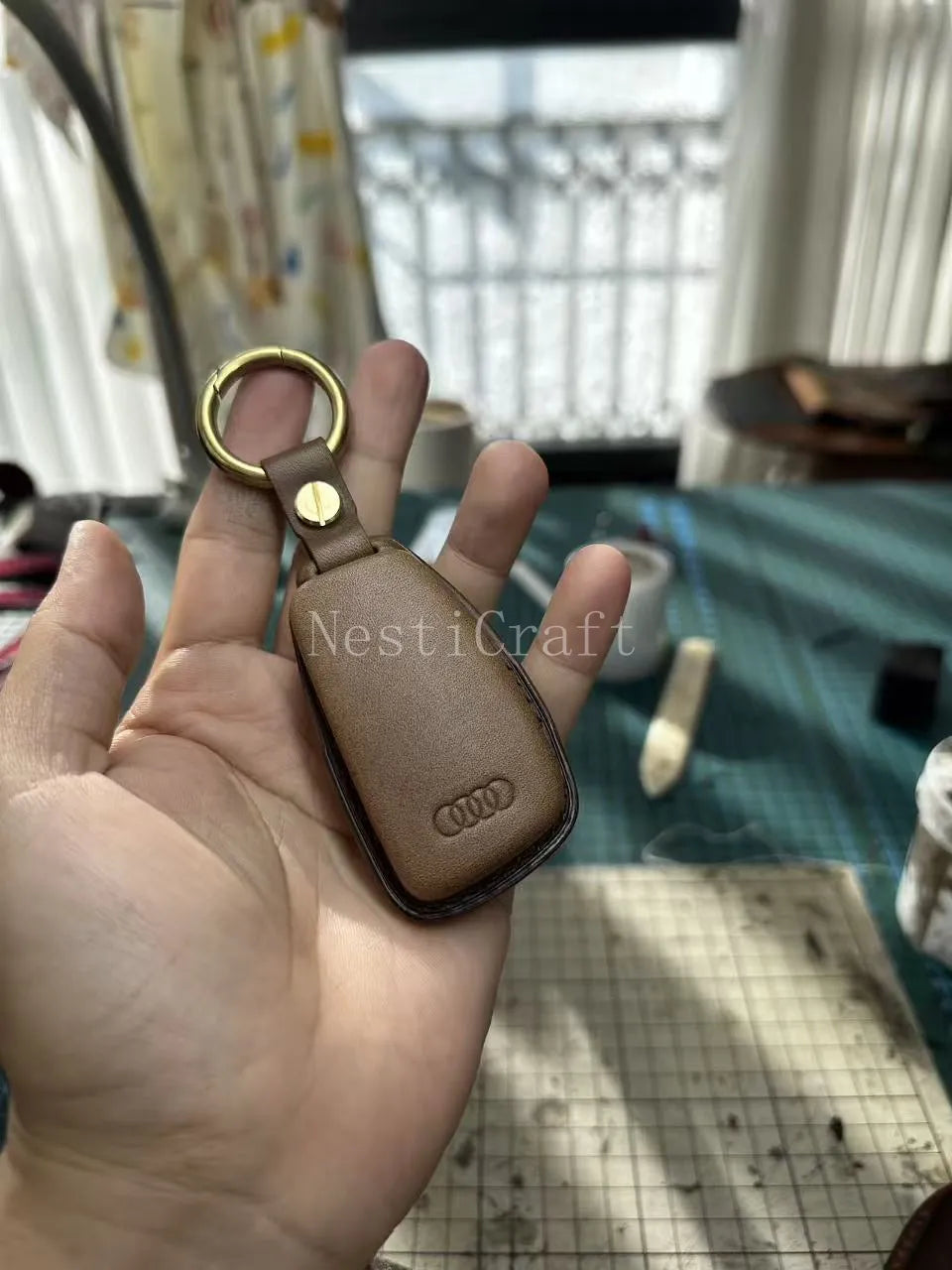Handmade Italian Buttero Leather Car Key Fob by Nesti Craft