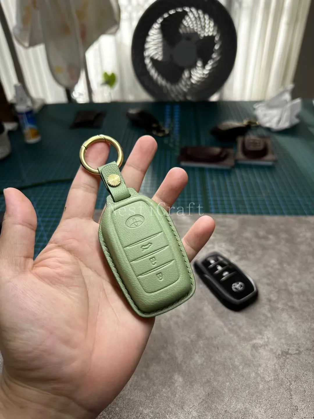 Handmade Italian Buttero Leather Car Key Fob by Nesti Craft