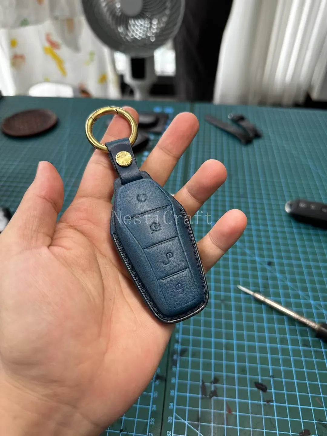 Handmade Italian Buttero Leather Car Key Fob by Nesti Craft