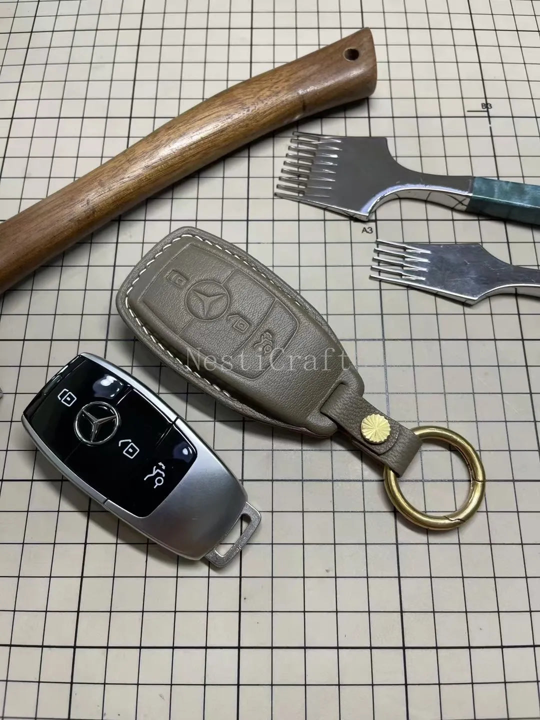 Handmade Italian Buttero Leather Car Key Fob by Nesti Craft