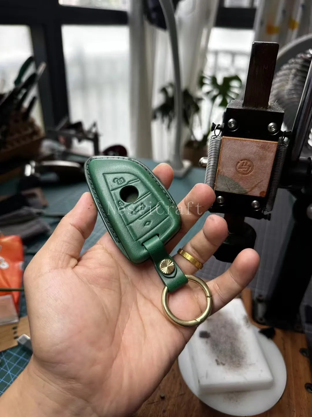 Handmade Italian Buttero Leather Car Key Fob by Nesti Craft