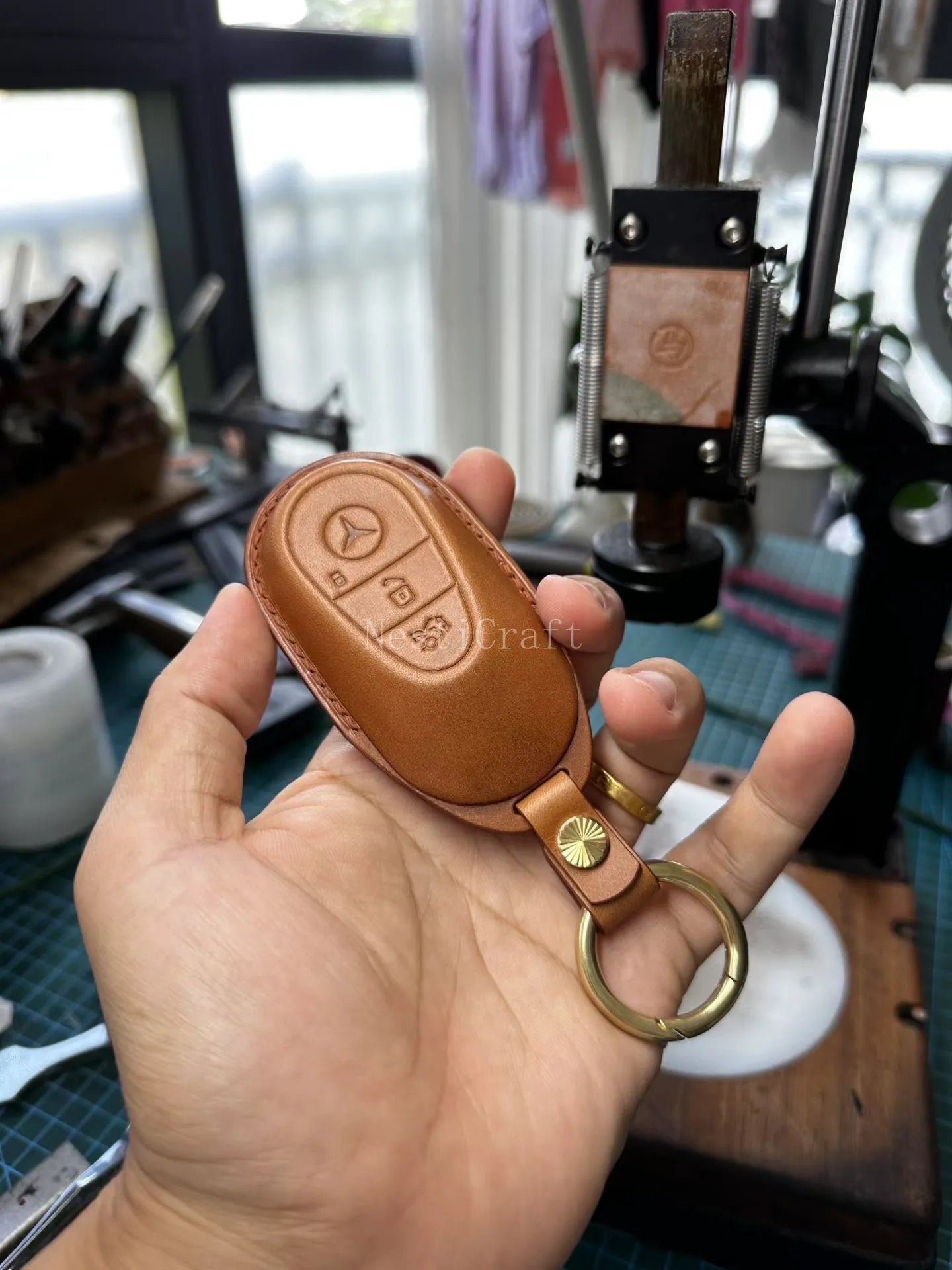 Handmade Italian Buttero Leather Car Key Fob by Nesti Craft