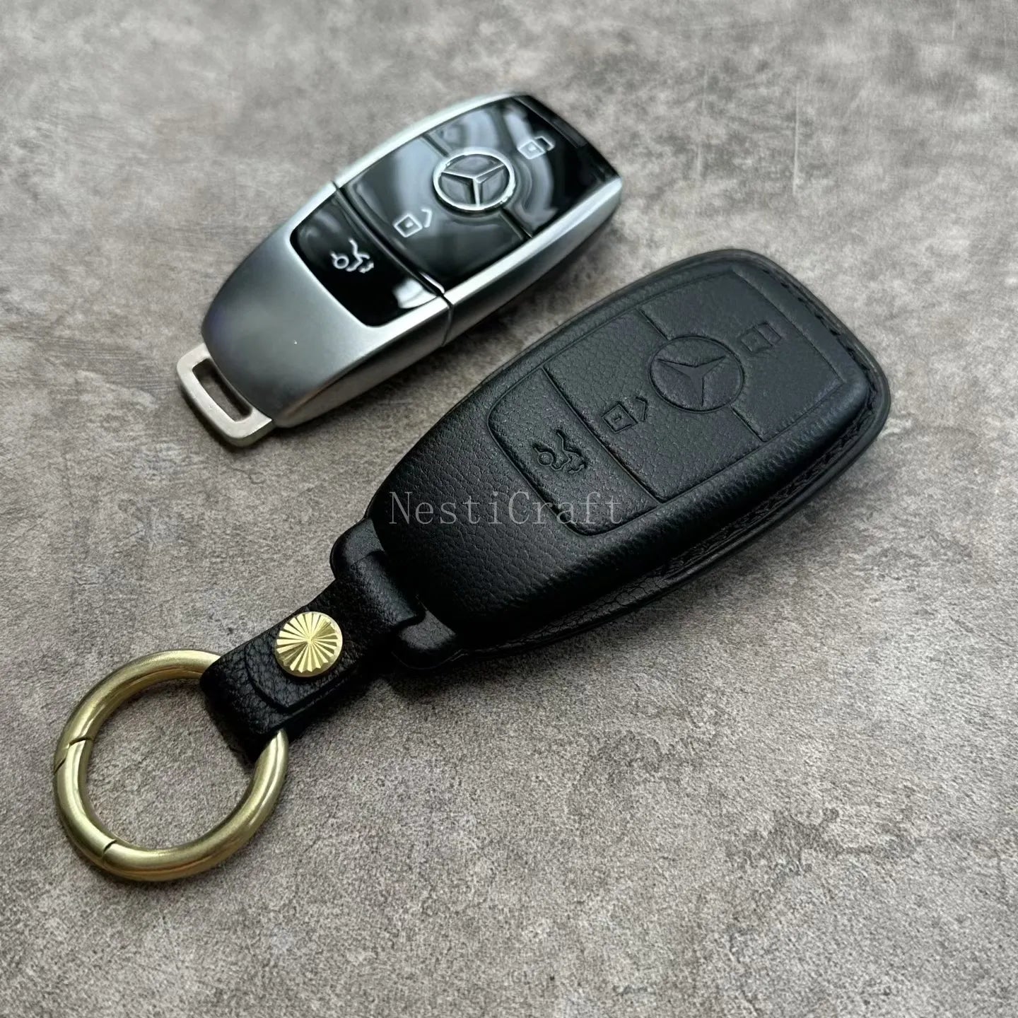 Handmade Italian Buttero Leather Car Key Fob by Nesti Craft