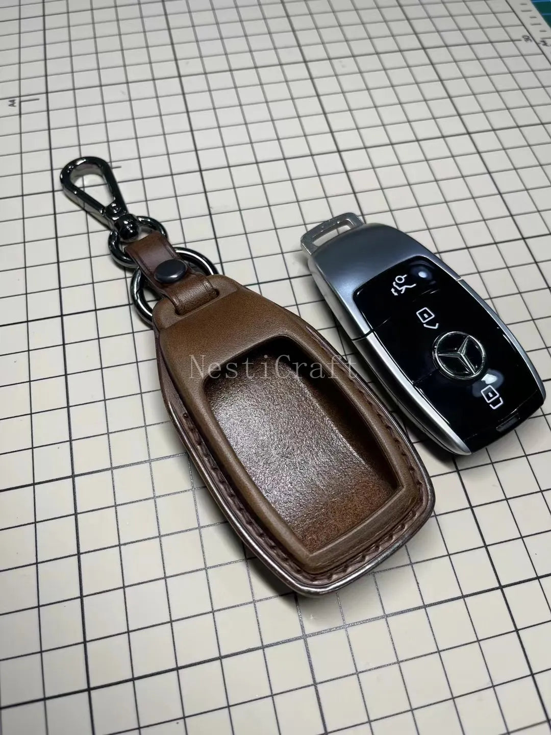 Handmade Italian Buttero Leather Car Key Fob by Nesti Craft