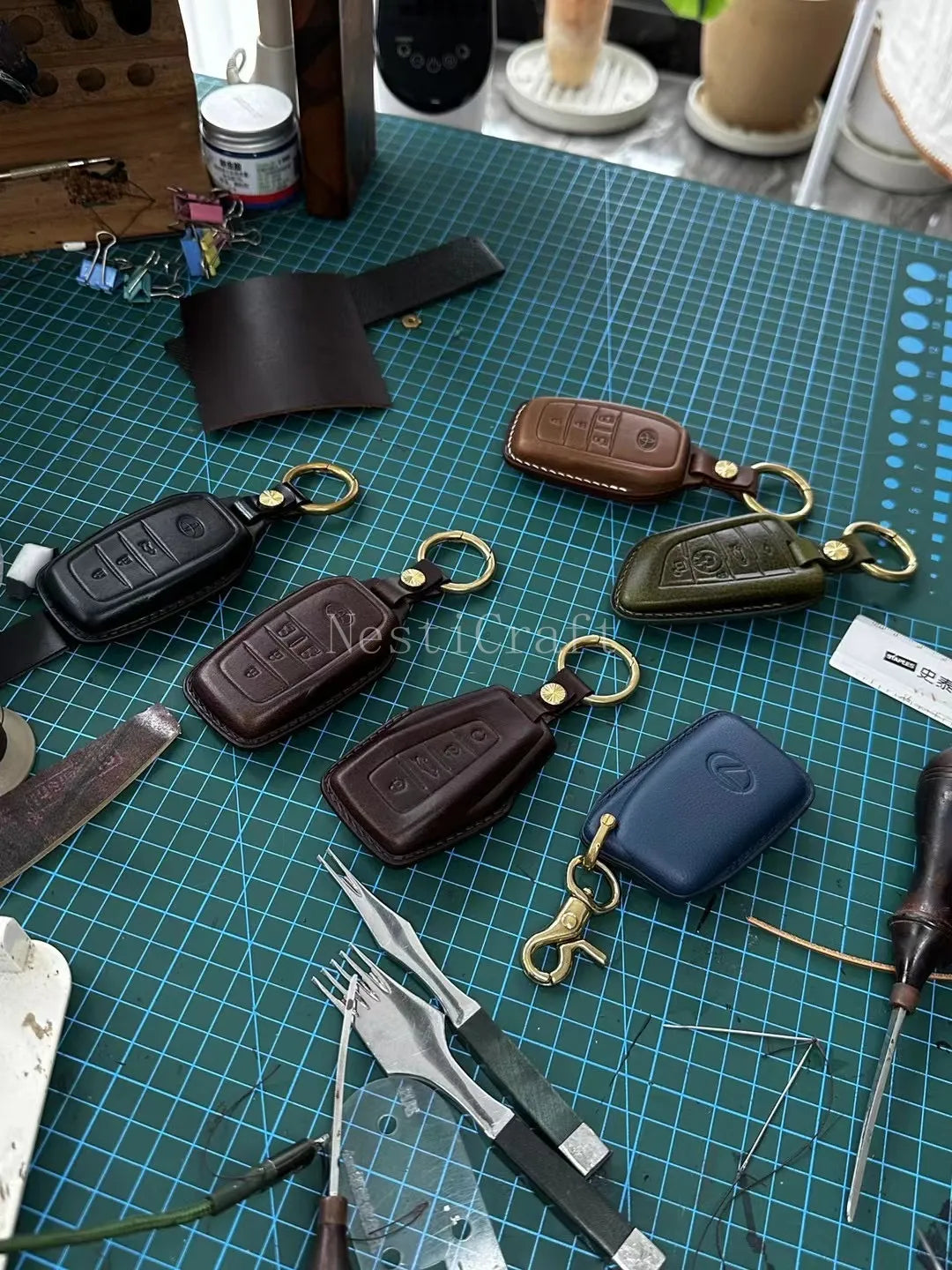 Handmade Italian Buttero Leather Car Key Fob by Nesti Craft